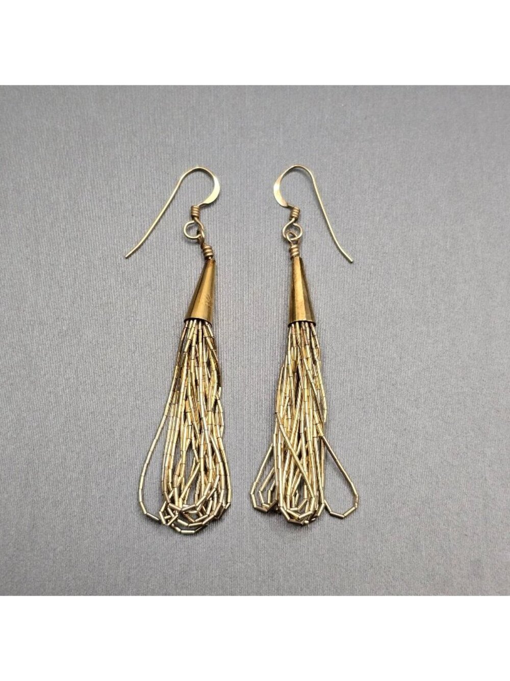 Vintage Southwestern Vermeil Sterling Liquid Gold Tassel Earrings 2.5"